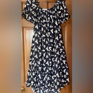 Ladies Small Navy and White Floral Ruffle Hem Dress. Brand New by CY Fashion
